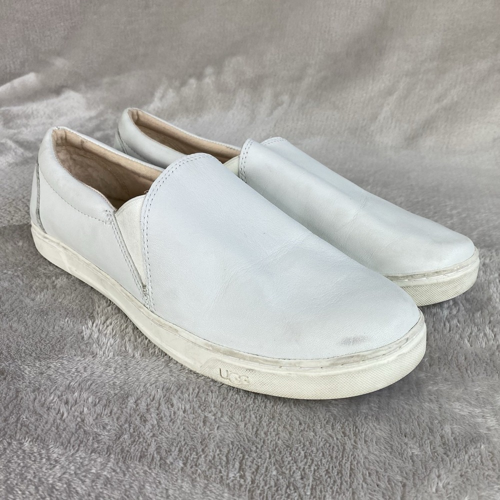 UGG Kitlyn Women's Slip On Sneakers Size 12 White Leather Loafer Flats